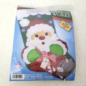 Design Works "Santa's Present" Felt Stoking Finishes 18"